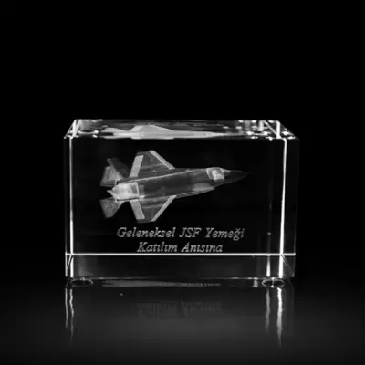 3d Kristal Küp F16 Uçak