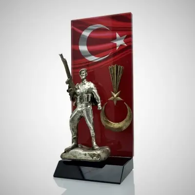 Komando Türk Bayraklı Jandarma Kristal Plaket