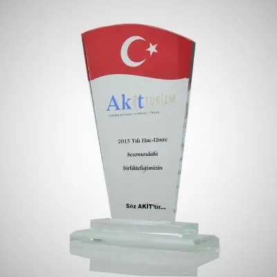 Türk Bayraklı Kristal Plaket