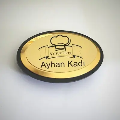 Oval Altın Metal Yaka Kartı 