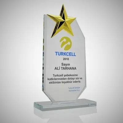 3d Yıldızlı Kristal  Plaket