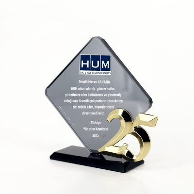 25.yıl Kıdem Füme Kristal Plaket
