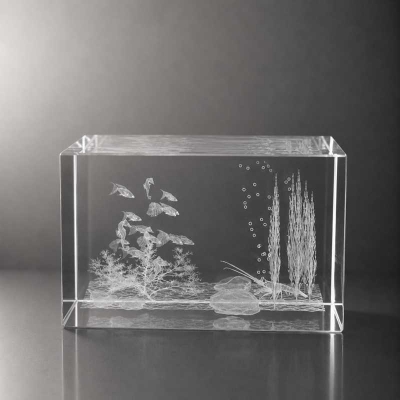 3d Kristal Küp Akvaryum