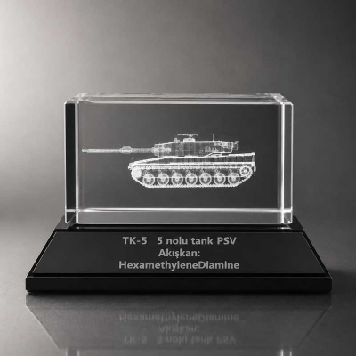 3d Tank Kristal Plaket  6cmx10cmx6cm Siyah Kristal Ayaklı