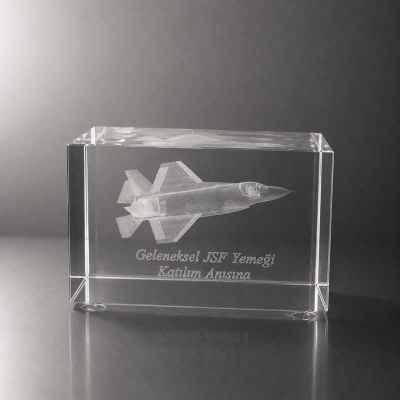 3d Kristal Küp F16 Uçak