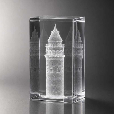3d Kristal Küp Galata Kulesi 6cmx10cmx6cm
