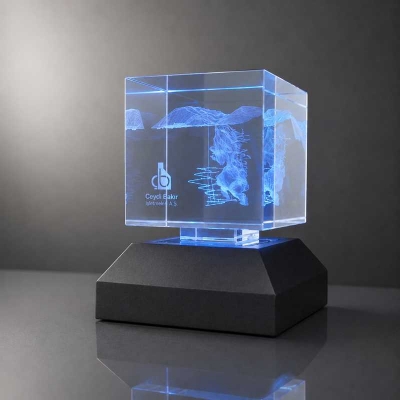 3d Lazer Kristal Küp Led Işıklı