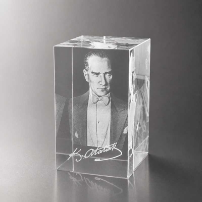 3d Kristal Küp Hediye Papyonlu Atatürk
