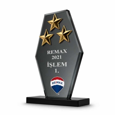 3d Yıldızlı Kristal Plaket