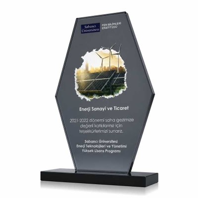 Altıgen Füme Kristal Plaket