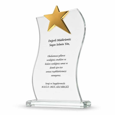 Altın Rengi Yıldızlı Plaket