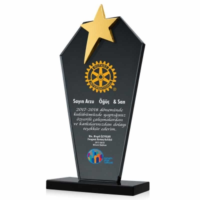 Sarı Yıldızlı Füme Plaket