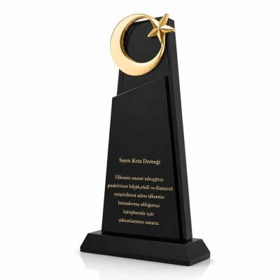 Ay Yıldız Siyah Kristal Plaket