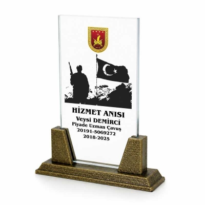  Ayaklı Askeri Kristal Plaket