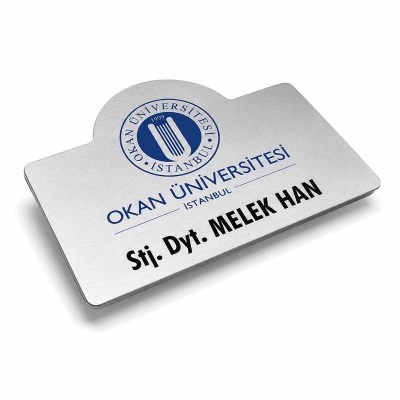 Bombeli Metal Yaka Kartı Gümüş