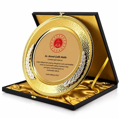 Çelenk Desenli Tabak Plaket