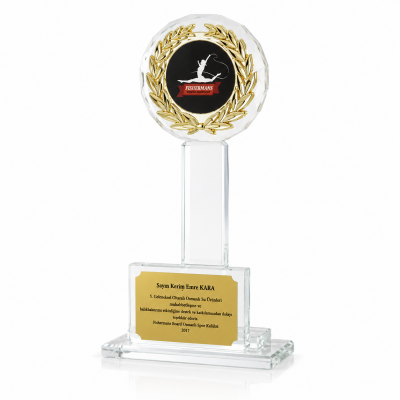 Çelenk Fasetli Kristal Plaket Kupa