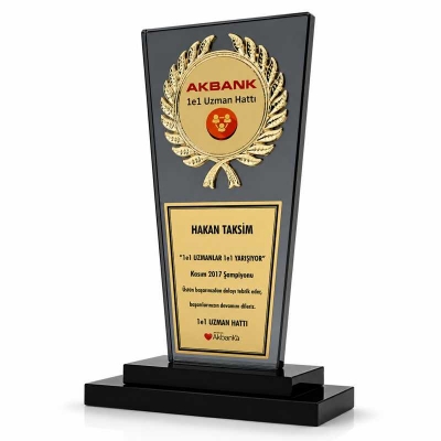 Çelenk Figürlü Fasetli Kristal Plaket