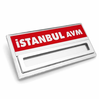 Cepli Dikdörtgen Gümüş Metal Yaka Kartı