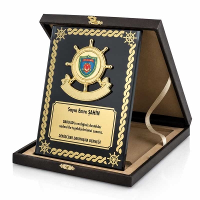 Denizcilik Dümeni Fasetli Kristal Plaket