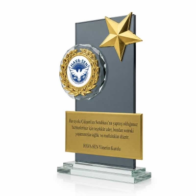 Fasetli Yıldızlı Kristal Plaket