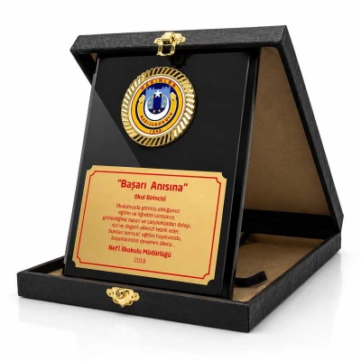 Füme Deri Kutulu Kristal Plaket