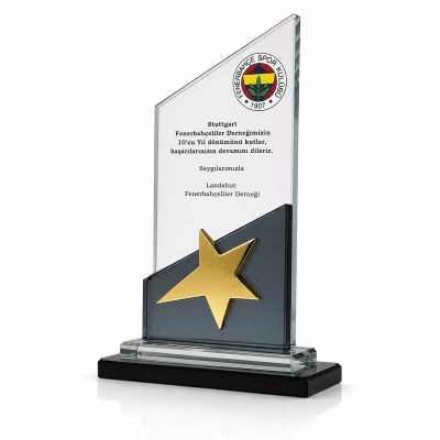 Füme Yıldızlı Kristal  Plaket