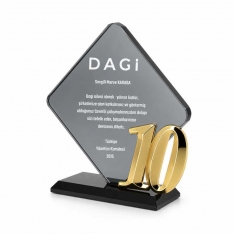 10.yıl Kıdem Füme Kristal Plaket