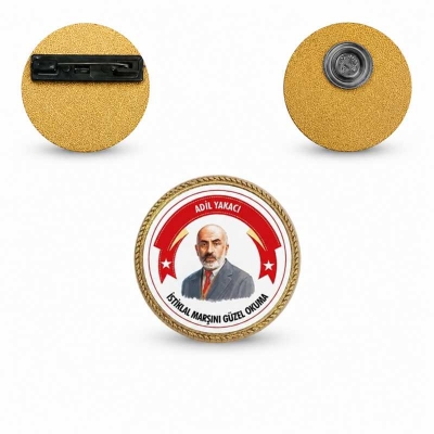 Kişiye Özel İstiklal Marşı Rozet 45mm