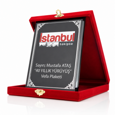 Kişiye Özel Füme Kadife Kutulu Kristal Plaket
