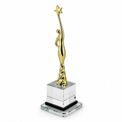 Metal Kadın Oscar Yıldızlı Ödül Kristal Küp Ayaklı