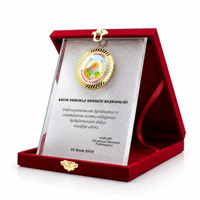 Kumlu Fasetli Kristal Plaket