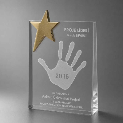 Lazer Patlatma Yıldızlı Plaket Örnekleri