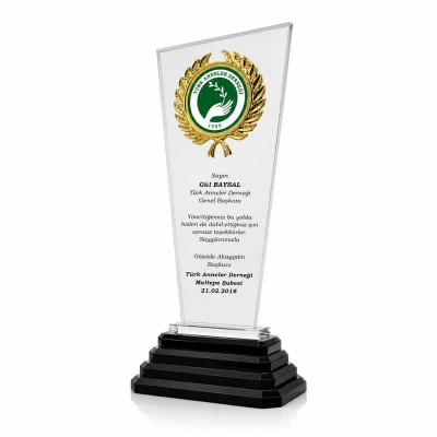 Merdiven Ayaklı Fasetli Kristal Plaket