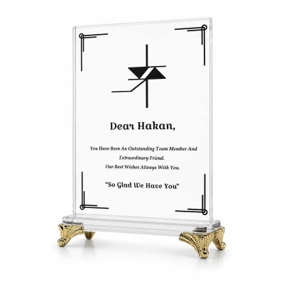 Metal Ayaklı Dikdörgen Kristal Plaket