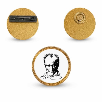 Kişiye Özel Atatürk Buton Rozet 45mm