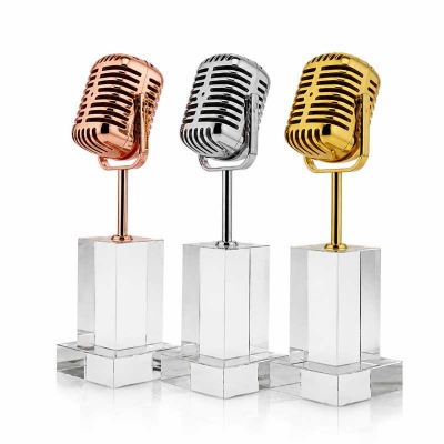 Metal Mikrofonlu Kristal Kupa