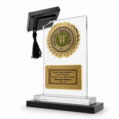 Mezunuyet Kepli Fasetli Kristal Plaket