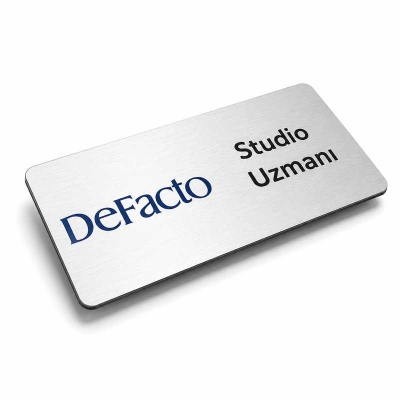 Dikdörtgen Gümüş Metal Yaka Kartı