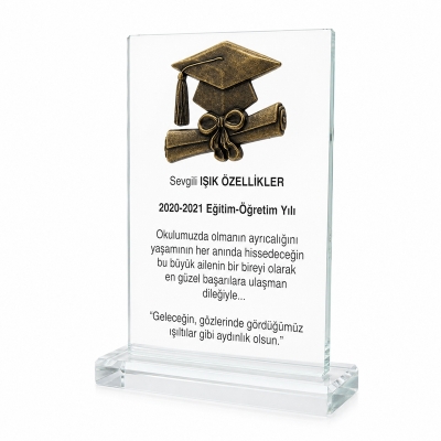 Okullara Özel Mezuniyet Kristal Plaket