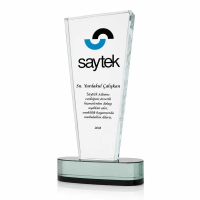 Oval Ayaklı Kişye Özel Kristal Plaket 