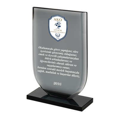 Oval Füme Kristal Plaket