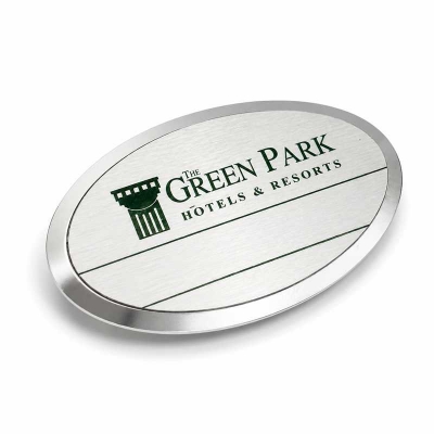 Oval Gümüş Metal Yaka Kartı