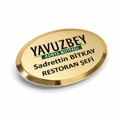 Oval Metal Yaka Kartı Altın