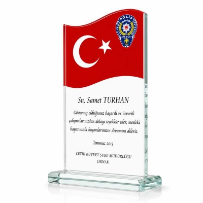 Bayrak Baskılı Kristal Plaket