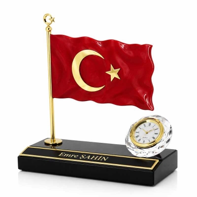 Metal Bayrak Saatli
