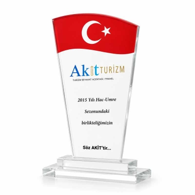 Türk Bayraklı Kristal Plaket