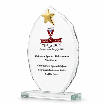 Yaprak Yıldızlı Kristal Plaket
