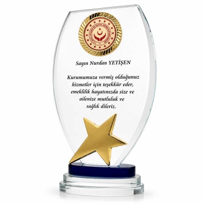 Yıldız Fasetli Yıldızlı Kristal Plaket