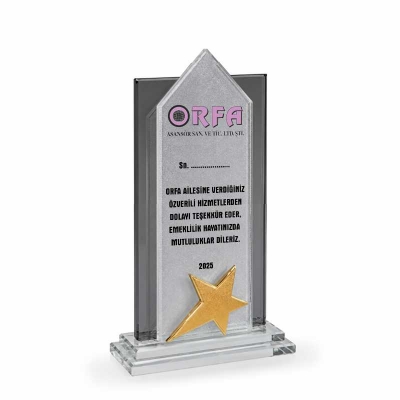 Yıldızlı Plaket Kumlu Fümeli